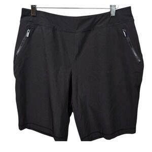 Chicos Zenergy Black Zip Pocket Athletic Bermuda Shorts Womens Chicos Size 0.5P